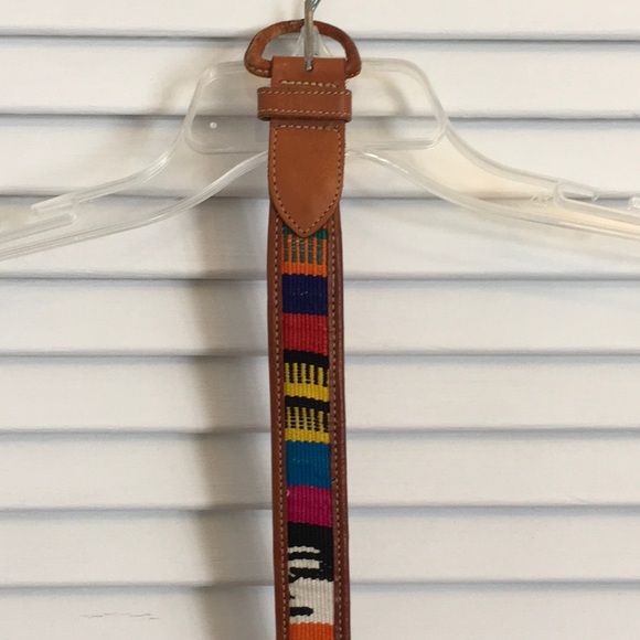 Other - Leather belt with colorful fabric panels